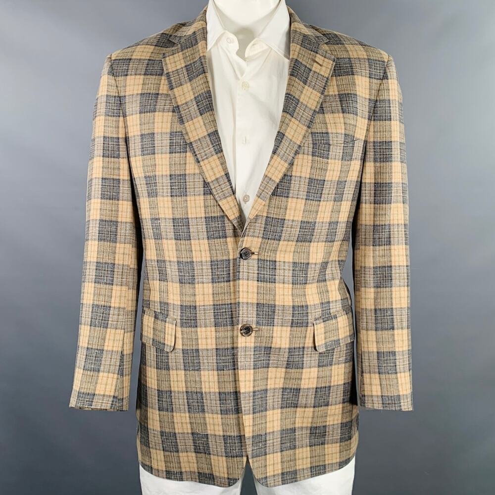 SOUTHWICK CLOTHES Size 42 Tan Grey Plaid Sport Coat